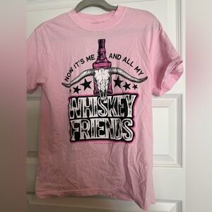 NWT- Love Bug Apparel- Pink Whiskey Friends Tshirt- Size Small